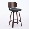 26" Counter Height 360¡ã Swivel Bar Stools Set of 2, with Faux Leather Upholstered Seat, Walnut Bentwood Legs & Back - 3 of 4