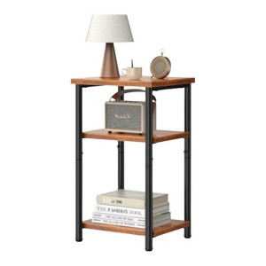 SEVOBAL Coffee Tables 3 Layer Side Sofa Tables Adjustable Feet Storage Shelf Freestanding for Living Room Bedroom Office, Brown, 17.4"*12"*31" - 1 of 4
