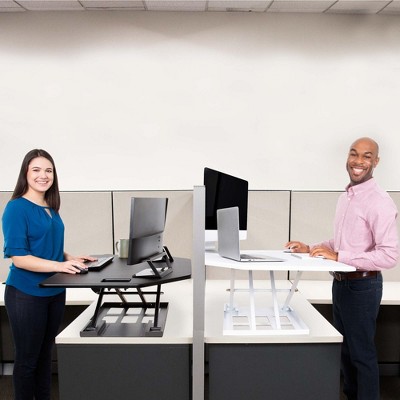 Black Steel 42" Standing Desk Converter with Pneumatic Lift