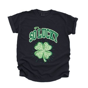 Simply Sage Market Women's So Lucky Cheetah Shamrock Short Sleeve Garment Dyed Tee - 1 of 4