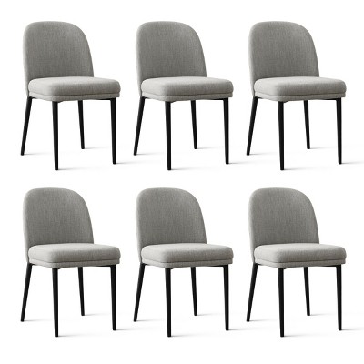 Upholstered Dining Chairs with Linen Blend Fabric and Metal Legs, Modern Armless Side Chairs for Dining Room-Maison Boucle