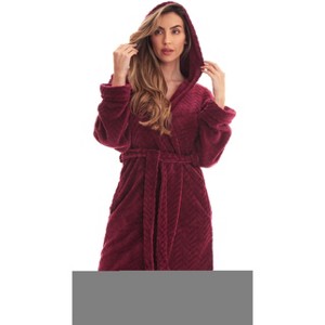 Just Love Womens Plush Solid Robe | Ladies Hooded Bathrobe - 1 of 4