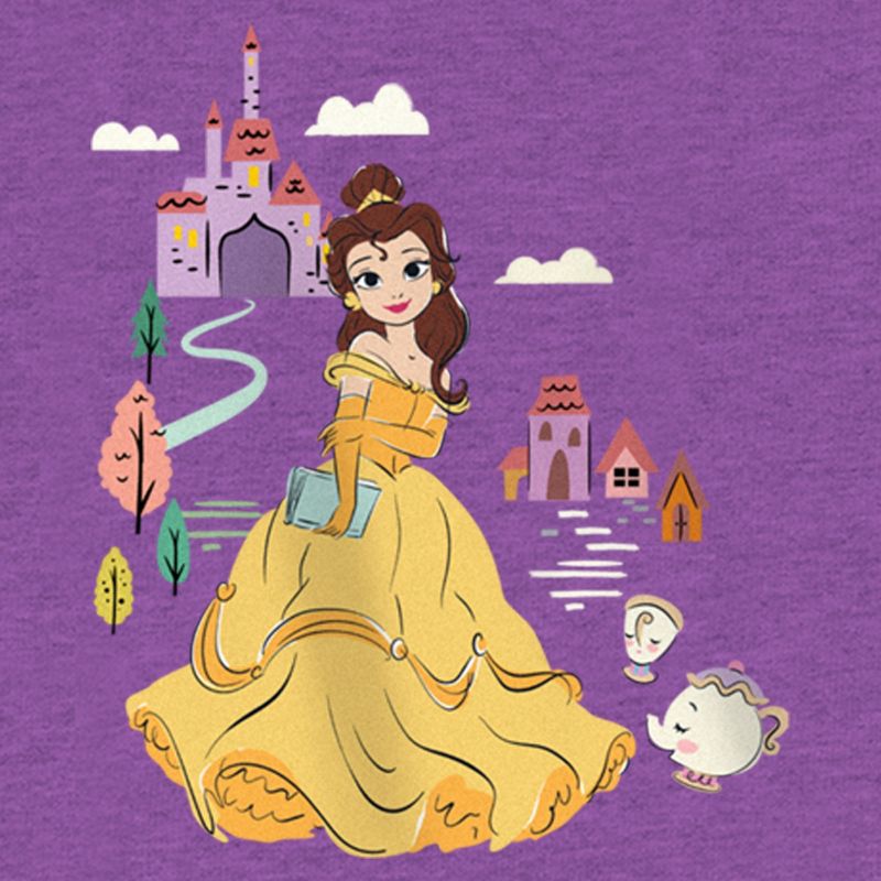 Girl's Beauty and the Beast Cartoon Belle T-Shirt, 2 of 5