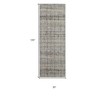 HomeRoots 10' Gray Ivory and Blue Abstract Power Loom Worn Faded Runner Rug With Fringe - 3 of 3