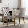 Velvet Dining Chair Set of 2,Upholstered Dining Chairs with Nailhead Trim for Dining Room,High Backrest Armless Kitchen Chairs-Cuddlewood - 2 of 4