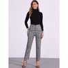 Allegra K Women's Plaid Tartan High Waisted Button Casual Pants - 3 of 4