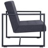 vidaXL Sofa Loveseat with Armrests for Living Room Office Steel and Fabric - Dark Gray and Black - 3 of 4