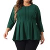 Agnes Orinda Women's Plus Size Pleated Crew Neck 3/4 Sleeve Peplum Dressy Casual Blouses - 2 of 4