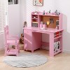 Kids Desk and Chair Set, Wooden Study Table with Storage Shelf, Bulletin Board, Children School Learning Desk Set, Writing Table for Boys and Girls - 4 of 4