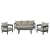 Outdoor 4 Pcs Patio Furniture Set, Seating Set with Loveseat and Plastic Wood Table, Lounge Set with Iron Frame and PE Cushions-Coolbibila - 4 of 4