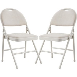 Metal Folding Chair with Cushion and Non-Slip Feet Pads, Linen Party Chairs, for Meeting Room, Dining Room - 1 of 4
