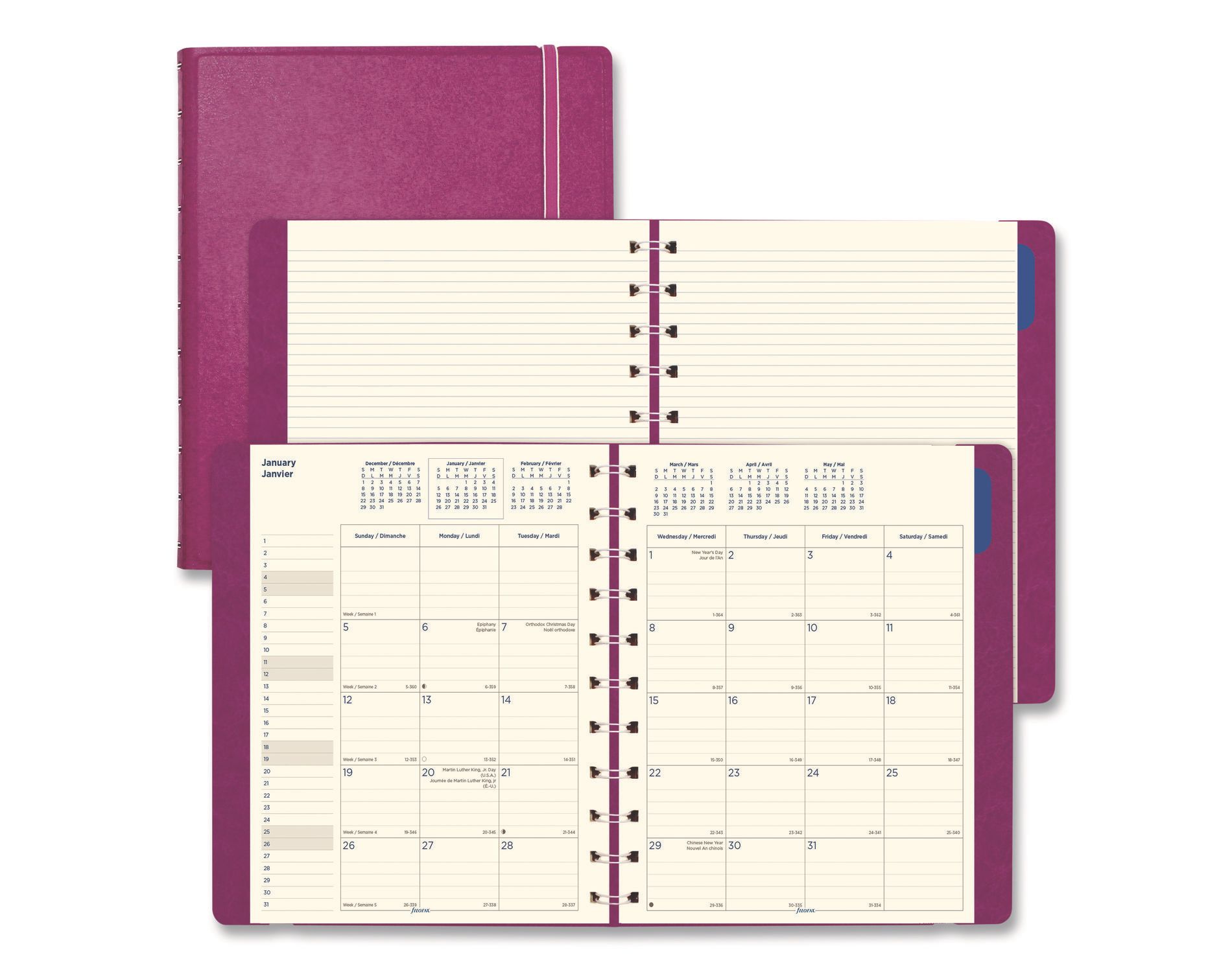 Soft Touch 17-Month Planner, 10.88 x 8.5, Fuchsia Cover, 17-Month: Aug 2025 to Dec 2026