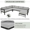 115.7" Modern Modular Outdoor U-Shaped Aluminum Patio Sectional Sofa with Water-Repellent Cushions, Black Frame Gray Seats for Garden -3irtyhousy - 3 of 4