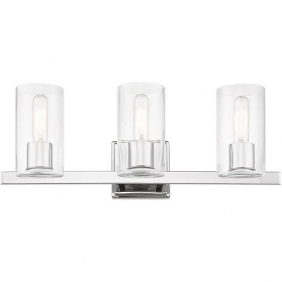 Clarion Polished Chrome 3-Light Vanity with Clear Glass Shades