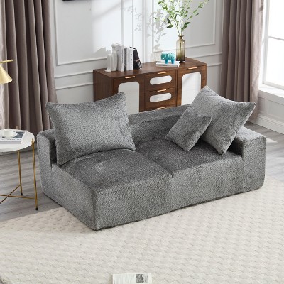 NicBex Couches for Living Room 2-Seat Deep Seat Sofa Chenille Fabric Upholstered Modern Sofa Couch with Memory Foam and Pillows, Grey