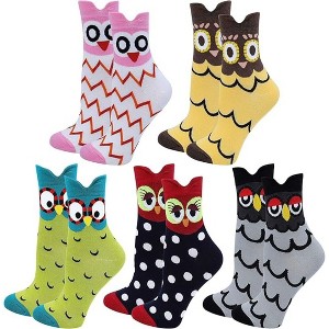 Colorful Owl Crew Socks (Women's Sizes, Adult Medium) - 1 of 3