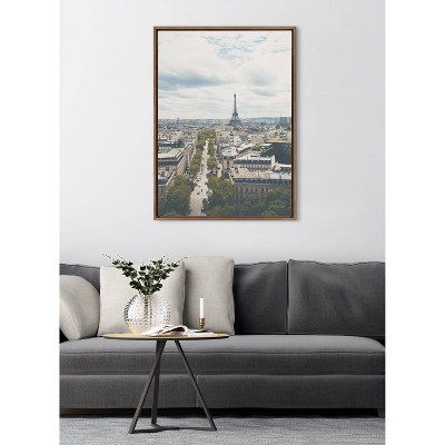 Large Gold Framed Parisian Cityscape Canvas Wall Art