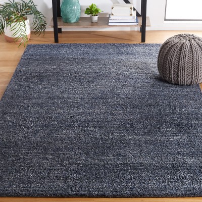 Handmade Black Wool Tufted Rectangular Area Rug