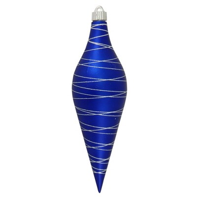 Christmas by Krebs Regal Blue and Silver Shatterproof Christmas Long Drop Ornament 12.5" (320mm)