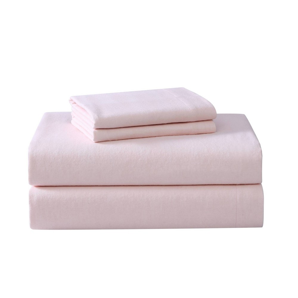 Photos - Bed Linen Twin Solid Flannel Sheet Set Pink - Laura Ashley