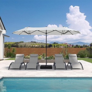 PURPLE LEAF 13ft Patio Market Umbrella and Base Double-Sided Rectangle Outdoor Table Sun Umbrellas with Crank - 1 of 1
