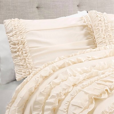Lush Decor Belle Ruffle Comforter Set (Queen) Ivory 4pc - Lush Décor: Shabby Chic Microfiber Bedding with Bed Skirt & Shams — фото 4