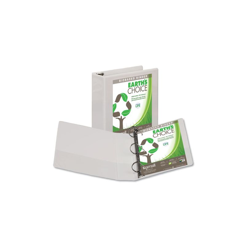 Samsill Earth's Choice Plant-Based D-Ring View Binder, 3 Rings, 3" Capacity, 11 x 8.5, White, 4 of 8