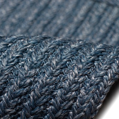 Navy Braided 5' x 7' Reversible Synthetic Rectangular Rug