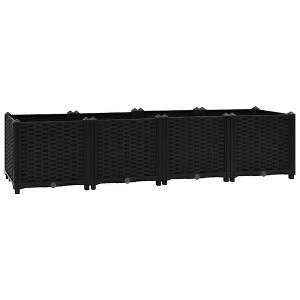 vidaXL Raised Bed Planter - Black Polypropylene, 63"x15.7"x15", Rectangular, Deep Spacious Flower Box Pot for Outdoor Garden, Patio, Backyard - 1 of 4