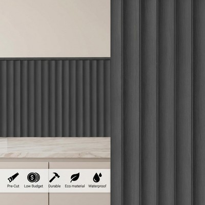 Vertical Slat Accent Wall Panel Kit, Decorative Fluted Wood Look Wainscoting Wall Panels for Living Room Dining Room Interior Wall Decoration 10 pcs
