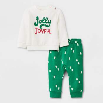 Baby 2pc Jolly Fleece Graphic Top & Bottom Set - Cat & Jack™ Green
