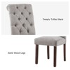 Set of 2 Tufted Upholstered Dining Chairs with High Back and Wood Legs, Fabric Parsons Side Chairs for Kitchen or Dining Room - 3 of 4