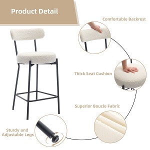 Counter Stools Set of 2, Leather Bar Stools with Back, Pedals, Metal Legs, Upholstered Counter Height Bar Chairs - 1 of 4