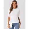 Allegra K Women's Crew Neck Ruched Solid Half Sleeve Basic Casual Top - 4 of 4