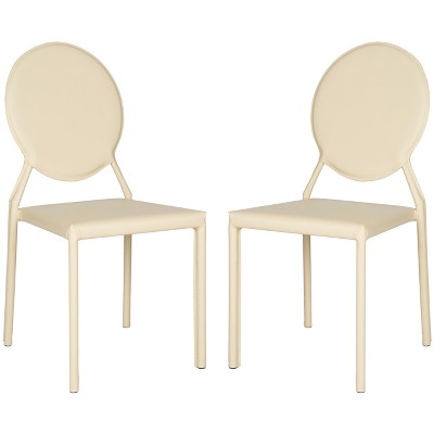 Butter Cream Upholstered Leather Side Chair, 37" Height