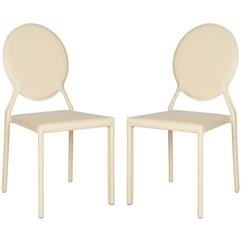 Set of 2 Louane Faux Leather Upholstered and Wood Dining Chairs Beige/Black  - Baxton Studio