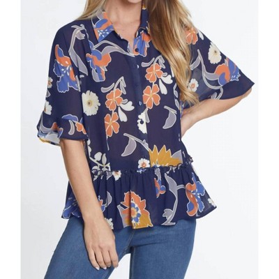 Women's Flounce Dolman Sleeve Peplum Top - Multiples