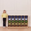 ECR4Kids 30 Cubby Mobile Tray Cabinet with 30 Scoop Front Storage Bins, 5x6, Natural - 4 of 4