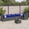 vidaXL 7-Piece Patio Lounge Set - Gray Poly Rattan/Steel with Cushions & Glass Table for Garden/Terrace/Patio - 2 of 4