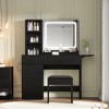 Bedroom Vanity with Lights, Wooden Dresser Set, Modern Dresser with Drawers, Cabinet, Shelf and Stool for Dresser, White - 4 of 4