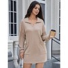 WhizMax Women's Knit Sweater Dresses Lapel Neck Puff Sleeves Loose Mini Dresses With Pocket - 3 of 4