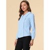 INSPIRE CHIC Women's Peter Pan Collar Crochet Trim Long Sleeve Work Office Blouse - 4 of 4