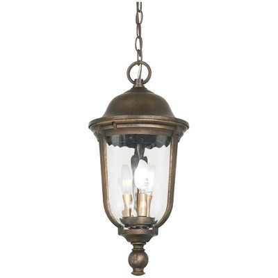 Minka Lavery Industrial Outdoor Hanging Light Fixture Tavira Bronze Damp Rated 19 3/4" Clear Seedy Glass for Post Exterior Porch