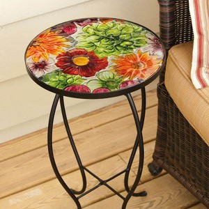 Evergreen Round glass table Gerber Daisies - 1 of 1
