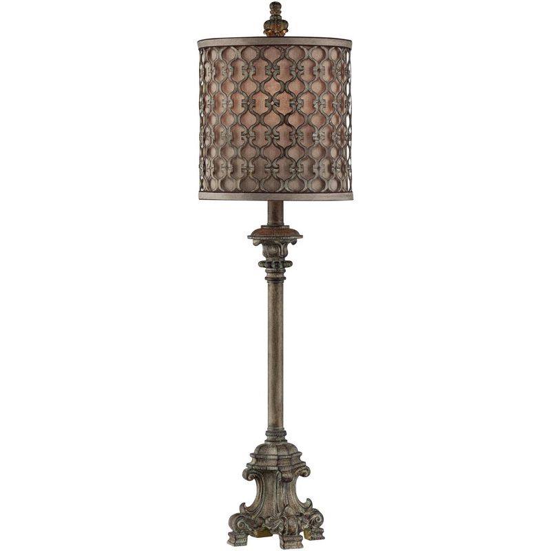 Regency Hill French Candlestick Traditional Buffet Table Lamp 34" Tall Provance Beige with USB Charging Port Double Shade for Bedroom Living Room Home, 1 of 8