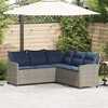 vidaXL Couch Sofa Grey PE Rattan, Powder-Coated Steel, Polyester Large - 2 of 4