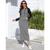 Womens Sweatshirts Dress Maxi Hoodie Dress Long Sleeve Sheath Dress Stripes Dress with Front Pocket - 3 of 4