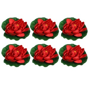 Unique Bargains Artificial Lotus Flower for Garden Ponds Pool Decoration 6 Pcs - 1 of 4