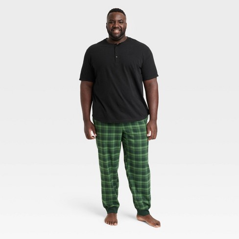 Men's Big & Tall Micro Flannel Jogger Pants + Henley T-shirt Pajama Set 2pc  - Goodfellow & Co™ Green 5xl : Target