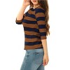 INSPIRE CHIC Women's Stripes Casual Basic Elbow Sleeves Boat Neck Slim Fit T-Shirts - 4 of 4